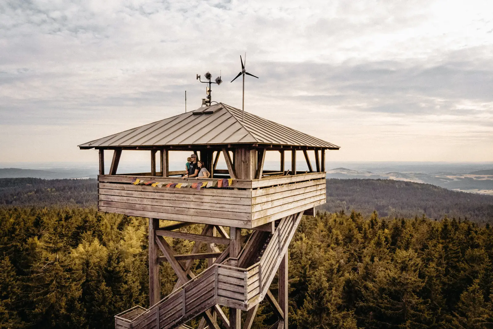 Oberpfalzturm aus Holz über den Baumwipfeln